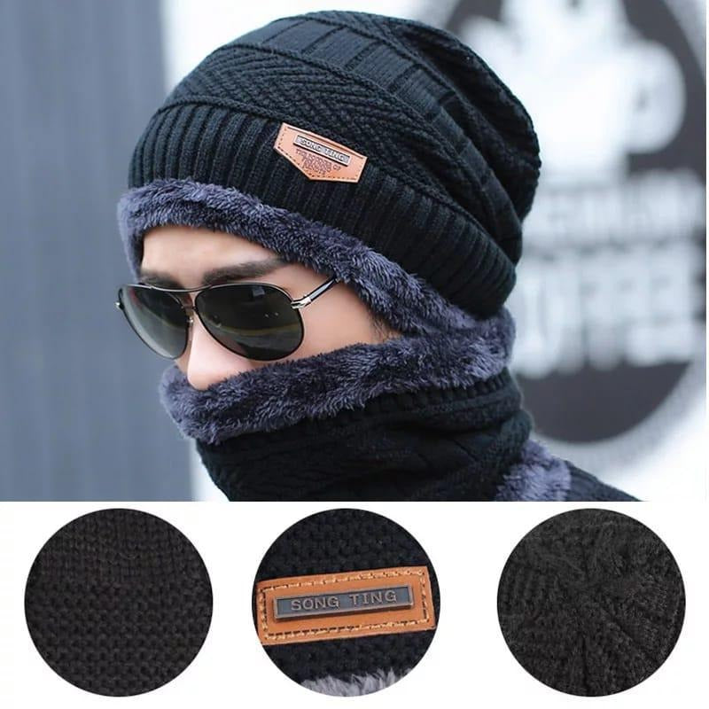 Premium Winter Woolen Hat & Neck Warmer Set | Ultra Warm, Soft & Windproof for Cold Weather (Random Color)