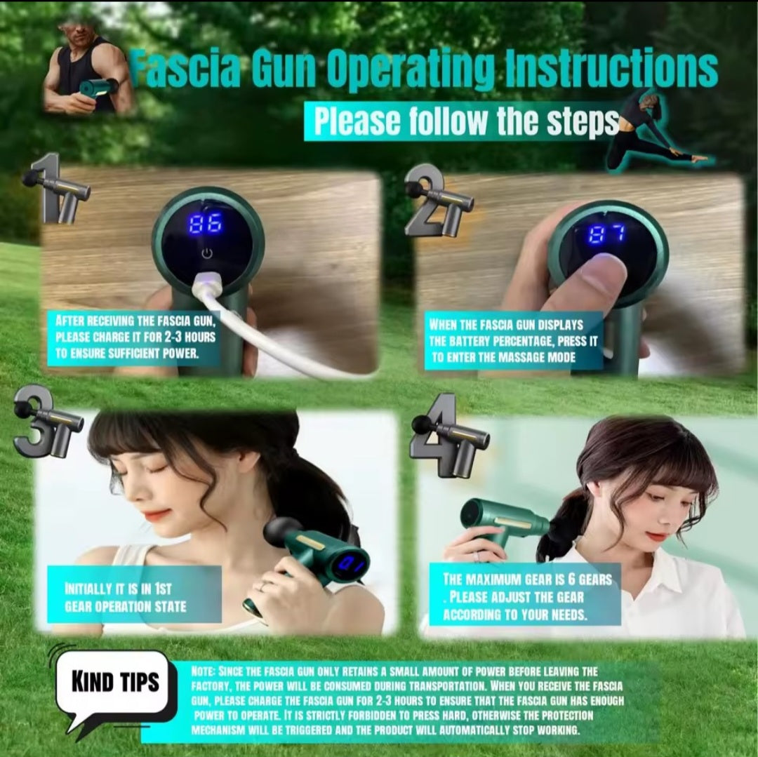 4-in-1 Massage Gun | Deep Tissue Pain Relief & Muscle Recovery with 4 Attachments